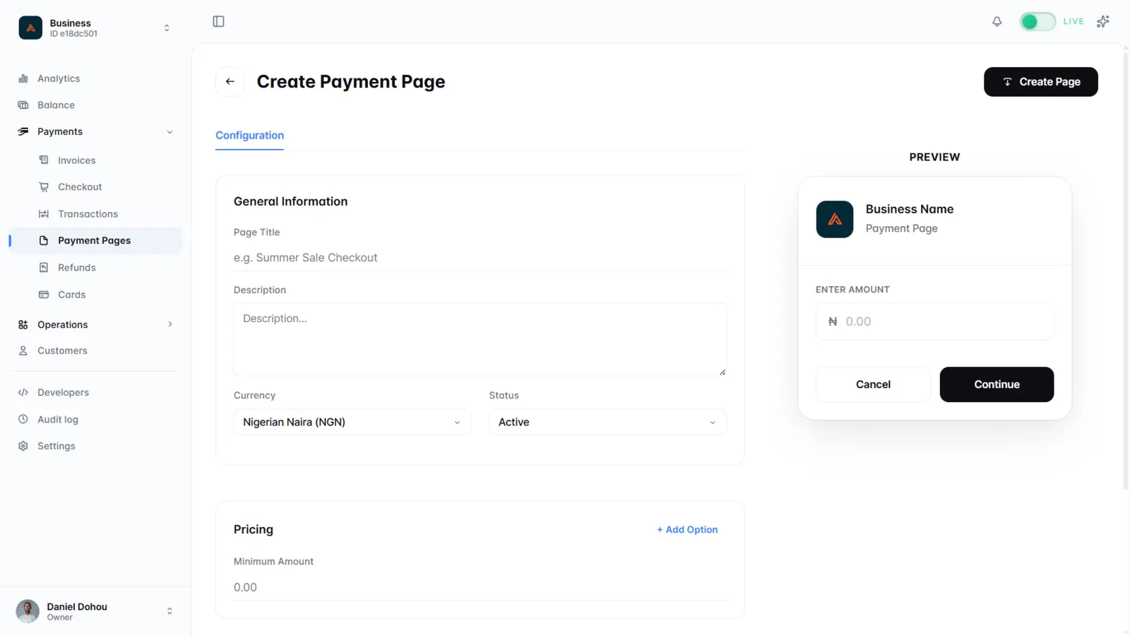 CoinCircuit payment page — shareable hosted link